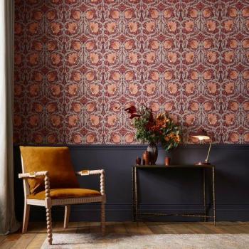 William Morris Pimpernel Textured Retro Wallpaper