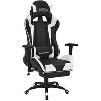 vidaXL Silla Escritorio Reclinable Blanca Sillón Mobiliario Asiento Giratoria