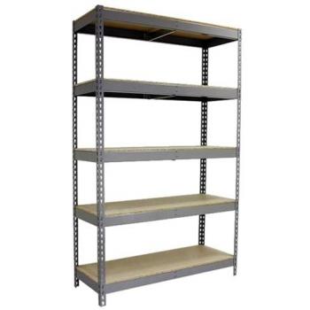 Estantería Simon Forte 1809-5 Chipboard Gris/Madera, 2000x1800x900 mm, 600 kg de Punto Flexión, 5 Estantes de Madera, Estanterías de Almacenaje,
