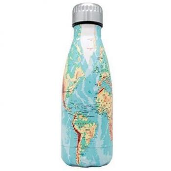 Nerthus FIH 761 Botella Termo Doble Pared para frios y Calientes diseño Mapamundi 750ml, Acero Inoxidable, Libre de BPA, 18/8, Multicolor, 750 ML
