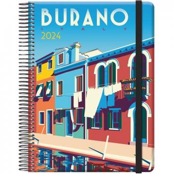 Agenda Espiral Dohe Burano Día Página 15x21 cm Multicolor con Cierre de Goma Elástica 2024 Castellano