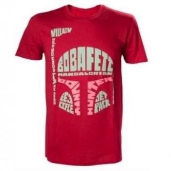 Star Wars Boba Fett Word Play Camiseta, Rosso, L para Hombre
