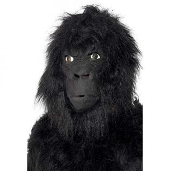 Smiffys-22096 Máscara de Gorila, Grande por Encima de la Cabeza, con Pelo, Color Negro, Tamaño único