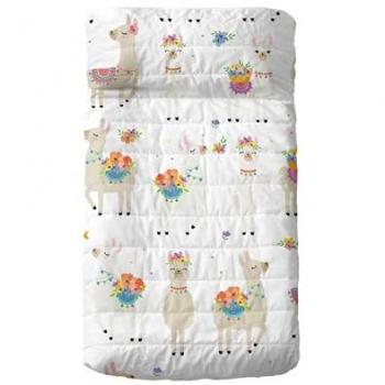 Colcha Cuna HappyFriday Llamas Multicolor (100x130 cm) 100% Algodón Exterior y 100% Poliéster Relleno, Calidad 150 TC, Fabricado en España