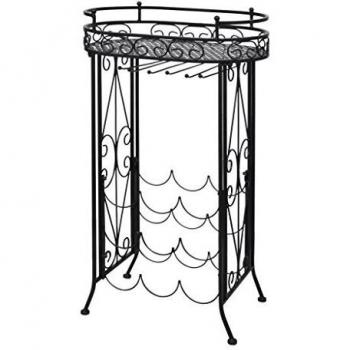 vidaXL Wine Rack with Glass Holder for 9 Bottles Metal