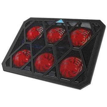 VOXON - Base de Refrigeración Gaming para Portátil con 6 Ventiladores hasta 19 Pulgadas, Iluminación LED Rojo con Puerto USB
