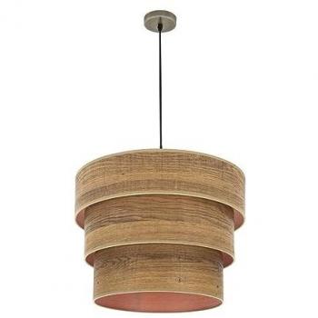 Colgante Triple Smile 3xe27 Cuero/madera Oscura Regx50x50 Cm