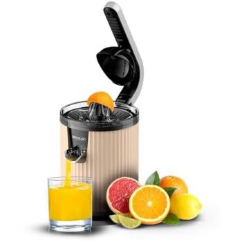 Exprimidor Eléctrico de Brazo para Naranjas y Cítricos Xqueeze RetroJuice 600 Beige, 600W, Estilo Retro, Filtro de Acero Inoxidable, Cono de Plástico