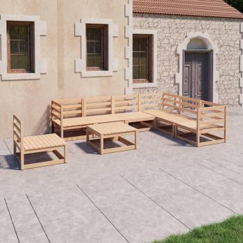 Sofá de jardín Set 8 piezas de madera maciza de pino con cojines