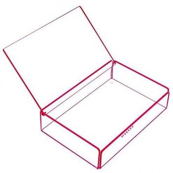 Disponible en 4 colores transparente acrílico apilables bandeja con ribete de color brillante – azul, rosa, naranja o verde con tapa. Pila de pequeñas y grandes bandejas en el Flash Tidy gama