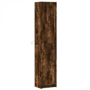 Aparador LED madera ingeniería roble ahumado 41,5x32,5x200 cm
