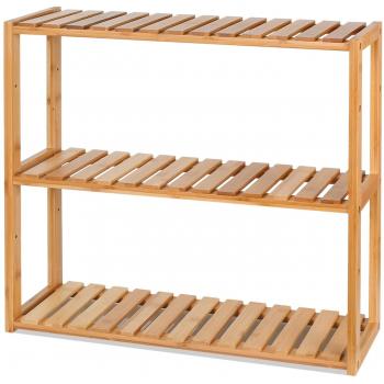 HOMFA DIY Estanteria Baño Pared Estantería de bambú Baño Sala o Cuarto con 3 niveles para almacenaje y organización 60x15x54cm