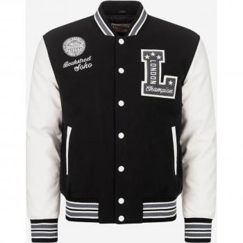 Lonsdale Men's Waterstein Puffer College Jacket Black/Ecru/Grey XL