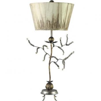 Lámpara de mesa Kristal Hoja de masilla y oro 91 cm, sobremesa con 1 luz, diseño de ramas en pan de oro