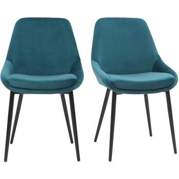 Sillas en terciopelo azul petróleo (lote de 2) HOLO