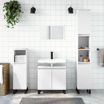 Conjunto de muebles de baño 3 piezas de madera blanca multicapa