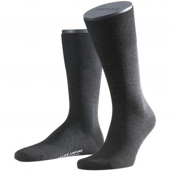 Falke Airport Plain Virgin Wool and Cotton Business Socks - Anthracite Melange - Size: 10-11 Mens / 45-46 BR / 13 US