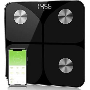 Báscula Grasa Corporal Báscula de Baño- Báscula Inteligente Bluetooth, Medición de Alta Precisión el Peso Corporal, Porcentaje de Grasa Crporal, Masa Muscular, IMC, Grasa Visceral