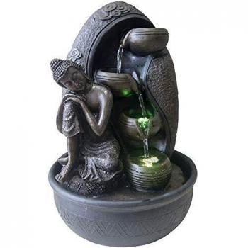 Fuente LED de interior Buda Krishna - Decoración Feng Shui - Polirresina - H 40 cm