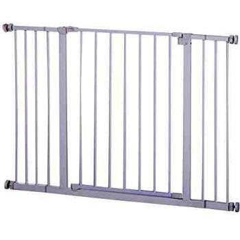 Pawhut Barrera de Seguridad Extensible Puertas y Escaleras Metálica para Perros y Bebé Barrera Puertas Mascota 72-107x76cm