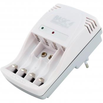 Ansmann 5107343 Basic 4 plus - Cargador para 1 o 4 baterías AAA, AA y E-block 9V