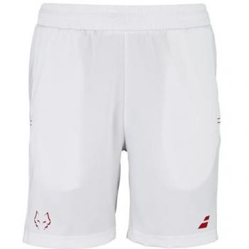 Short Babolat Juan Lebron Blanco Rojo - Pantalones cortos de pádel para hombres, color blanco y rojo, modelo FW24, diseñado en colaboración con el jugador Juan Lebrón