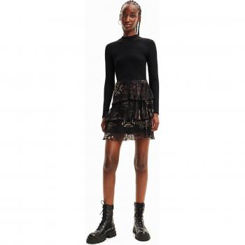 Vestido corto plisado negro de Desigual