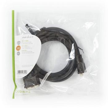 Cable DVI Nedis de 2 metros de longitud con conectores macho DVI-I 24+5 pines a macho DVI-I 24+5 pines, resolución de hasta 2560x1600, acabado niquelado - Color negro