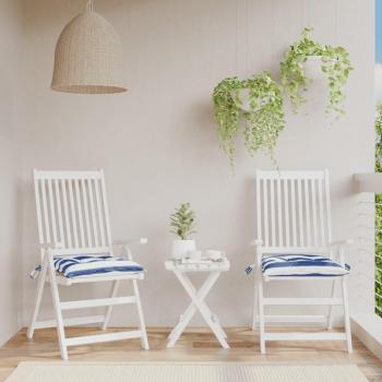 Cojines para silla 2 piezas de tela Oxford rayas azul y blanco 50x50x7 cm