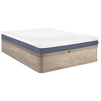 Conjunto de canapé abatible 140 x 190 cm natural claro + colchón de muelles ensacados 7 zonas y memoria de forma 24 cm - KASUI