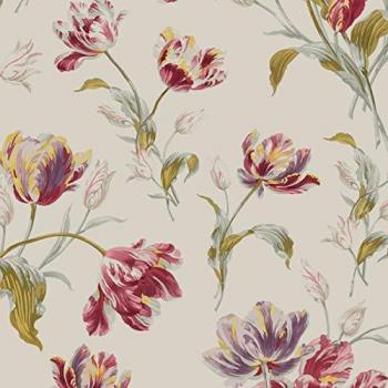 Laura Ashley Gosford Smooth Patterned Wallpaper in Cranberry