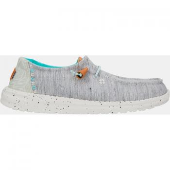 Mocasín HeyDude Wendy gris y turquesa para mujer