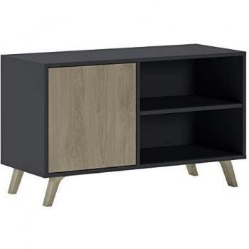 Skraut Home - Mueble de TV para Salón - 57 x 95 x 40 cm - Indicado para TV de 32/40 - Modelo Wind 100 - Gris - Puerta Abatible Color Puccini
