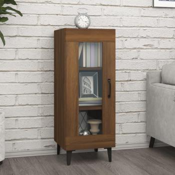Aparador de madera contrachapada color roble marrón 34,5x34x90 cm, Mueble de Almacenaje de Salón con Armarios y Cajón de Madera, Buffet para salón Moderno, Arm