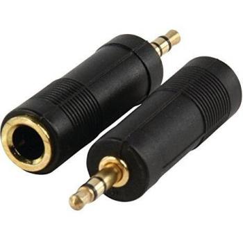 Valueline AC-005GOLD - Adaptador de audio Estereo Jack 6.35mm Hembra a Jack 3.5mm Macho
