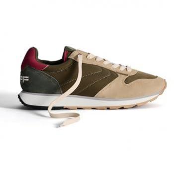 Zapatillas deportivas de hombre Hoff modelo Sardis tipo running con logo, color verde intenso y beige, talla 41