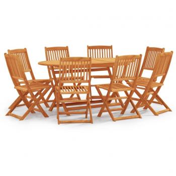 vidaXL Set de comedor de jardín plegable 9 piezas madera eucalipto