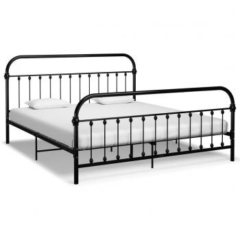 Estructura de cama de metal negro 180x200 cm con cabecero