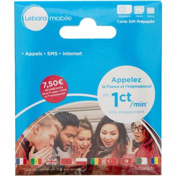 Lebara - SIM Card - French Number Incl EUR 7,50 call credit International Sim Card - Pay As You Go Prepaid Sim Cards cheap international calls