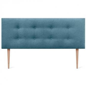 Cabecero Tapizado de Polipiel o Tela Aqualine Pro con 2 Hileras de Botones y Patas (160x105cm, Turquesa) para Camas 150/160