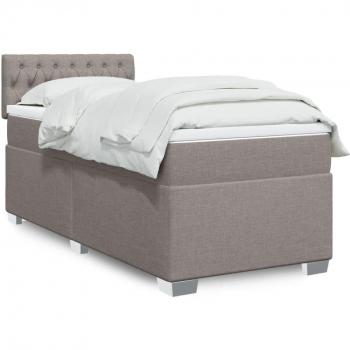 Cama box spring Tortor 90x190 cm con colchón en tela gris taupe