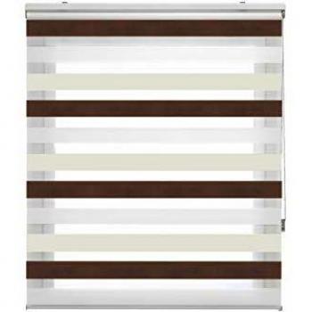 FirstlineGo Estor Noche y Dia traslucido Marron-Crema de 160 X 180 cm