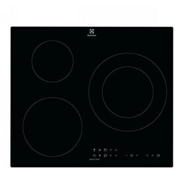 Electrolux LIT60336 Placa inducción, Biselada, Extraplana de 3 zonas, Función Puente, Calentamiento rápido automático, Conexión con campana compatible, Temporizador, Control táctil, Negro, 60 cm