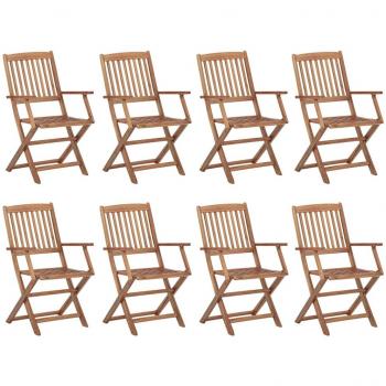 Sillas de exterior plegables 8 uds madera maciza acacia