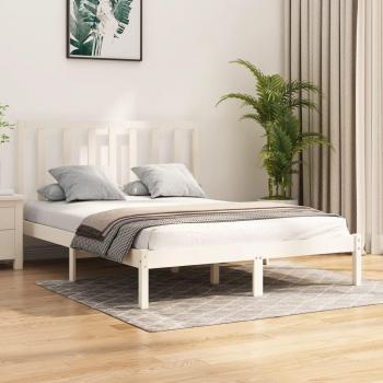 Estructura de cama de madera maciza de pino blanco 160x200 cm