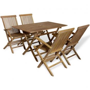 Teak Wood 5-Piece Folding Outdoor Dining Set