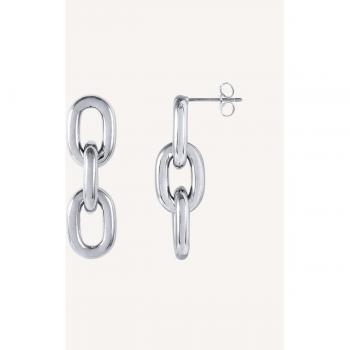 Pendientes Chains chapados en plata eslabones lisos ovalados y Pendientes Julieta Chapado Q3665 para Mujer