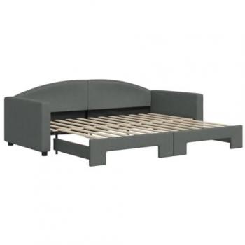 Sofá cama nido de tela gris oscuro 90x200 cm con cama extraíble