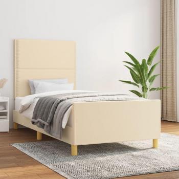 Cabecero de cama 100x200 cm en tela color crema con estructura de Vidaxl