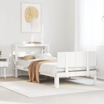 Estructura de cama blanca con cabecero sin colchón 90x190 cm individual